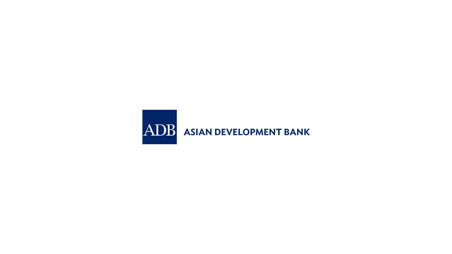 Logo of the Asian Development Bank (ADB), featuring 'ADB' in white on a blue square, with the full name in blue.
